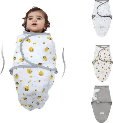 Produktbild von Famanu Set von 3 Luxus Wickeltüchern für Neugeborene und Babys von 0-6 Monaten, 100% Baumwolle