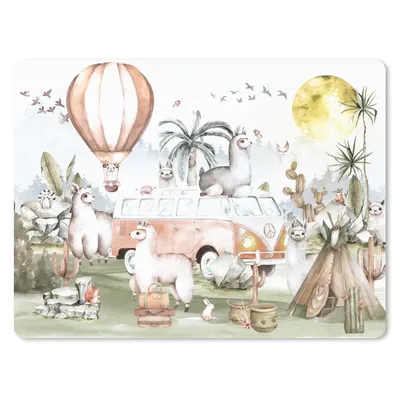 Produktbild von MuchoWow® Mauspad Mousepad Alpaka - Tiere - Kinder - Heißluftballon - Kinder 23x19 cm - Mousepads - Maus Mat - Pad - Mausunterlage - Schreibtischunterlage - Mauspad