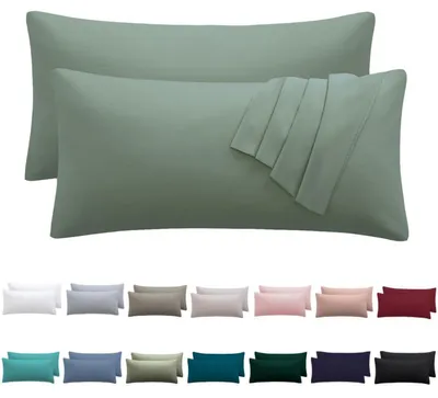 Immagine prodotto di Set di 2 federe per cuscini, 40x70 cm, colore verde chiaro, 100% microfibra