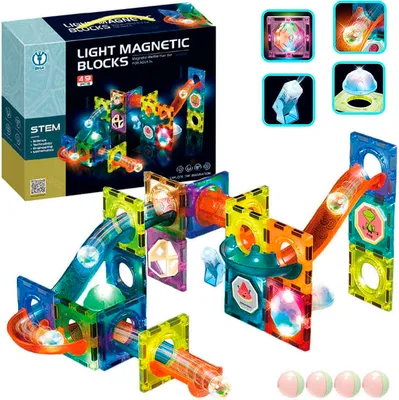 Produktbild von Magnetische Bausteine mit Zubehör 49 Teile STEM für Jungen und Mädchen 3 4 5 6 7 8 Jahre, Magnetspielzeug, Magnete Bauklötze