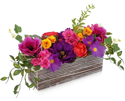Immagine prodotto di Fiori artificiali in vaso di legno