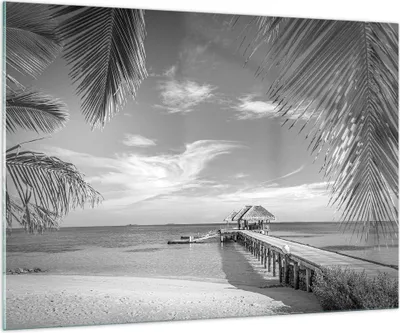 Produktbild von Bilder auf glas - Einteilig - Himmlisch Strand Monochrom - 100x70cm - Glasbilder - Wandbilder - Bilder - Wanddekoration aus Glas - Glas Bilder - Wandbild auf Glas - GAA100x70-4750