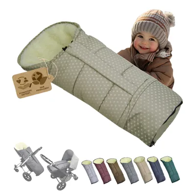 Produktbild von BAMBINIWELT Winterfusssack in Mumienform für Kinderwagen, Jogger, Buggy oder Schlitten, aus Wolle, Größe anpassbar, MUMIE STERNE BEIGE