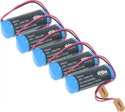 Produktbild von vhbw 5x Batterie kompatibel mit Omron C1000H C1000HF Series Controls, 3G2A9-BAT08 PLC Programmable Logic Controller (2700 mAh, 3,6 V, Li-MnO2)
