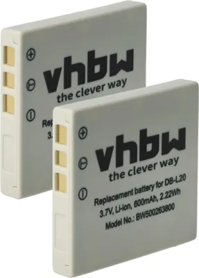 Produktbild von vhbw 2x Akku kompatibel mit Sanyo Xacti VPC-J4 EX, VPC-E6 EX, VPC-E7 Kamera (600 mAh, 3,7 V, Li-Ion)