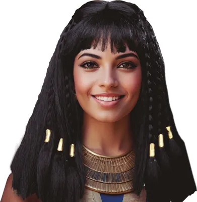 Produktbild von Aegyptische Koenigin Karneval Peruecke Cleopatra Stil Fasching Haar Accessoire Antike Kostuem Party, Farbe: Schwarz