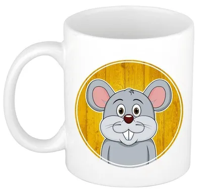 Produktbild von Becher Maus - weis - Keramik - 300 ml - Kinderbecher Maus