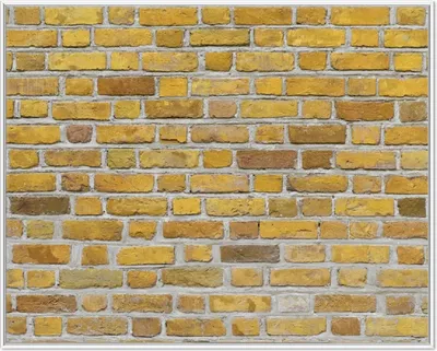 Produktbild von Wallario Wandbild Ziegelsteinwand in gelb - Backsteine, Größe: 40,30 x 50,30 cm, Poster mit weißem Aluminiumrahmen