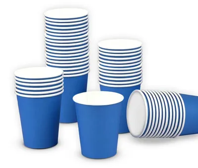 60 blaue Pappbecher 250 ml für Geburtstag & Party