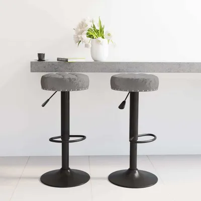 Produktbild von The Living Store Barhocker 2 Stk. Dunkelgrau Samt
