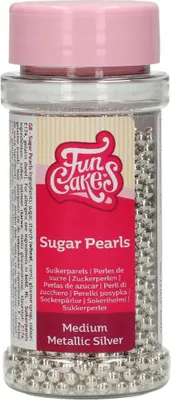 Produktbild von FunCakes Sugarpearls / Zuckerperlen 4 mm Metallic Silver / Silber 80 g