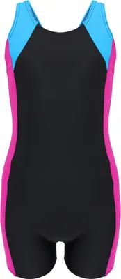 Produktbild von Aquarti Mädchen Badeanzug mit Bein Ringerrücken, Farbe: Schwarz / Amarant / Türkis , Größe: 170