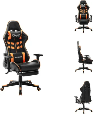Produktbild von vidaXL Gaming-Stuhl mit Fußstütze Schwarz und Orange Kunstleder -  Gaming-Sessel