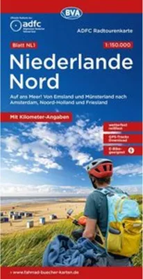 Produktbild von BVA ADFC Radtourenkarte Niederlande Nord, mit Knotenpunkten 1:150.000