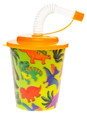 Produktbild von Duckiez Cup mit Deckel und Strohdinosaurier, 12st.