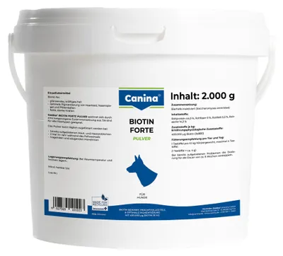 Produktbild von Canina Biotin Forte, Hund, Puder, Haut & Haarkleid, Universal, Vitamin H (Biotin), Vitamin B, Topf