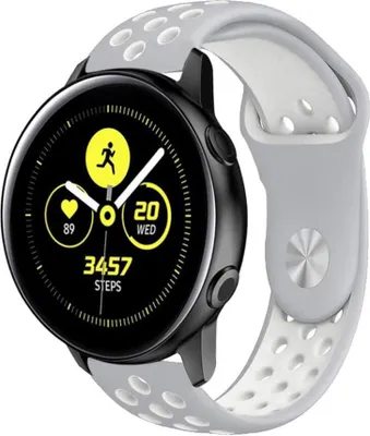Produktbild von Armband für Samsung Galaxy Watch 6/5/4 20mm weiches Silikon Ersatzarmband Sport atmungsaktiv grau-weiß doppelfarbig