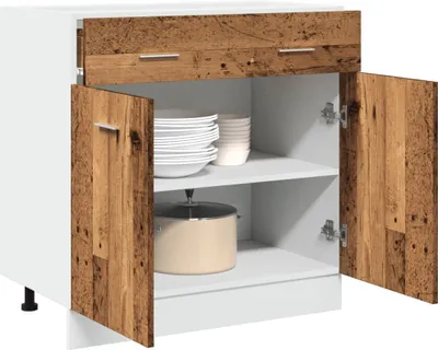 Produktbild von "2026 Promotion" Buffetschrank Küche, SchubUnterschrank, Lyon Altholz-Optik 80x46x81,5 cm Holzwerkstoff - Mehrzweckschrank CC31630