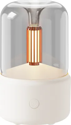 Produktbild von Aroma-Diffusor im Kerzenlicht-Stil, 120 ml, Nebel-Luftbefeuchter, warmweisses Nachtlicht, leiser Diffusor fuer aetherische oele, kuehler Nebel, Luftbefeuchter