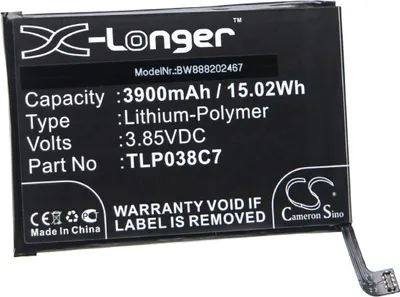 Produktbild von vhbw Akku Ersatz für Alcatel TLP038C7 für Handy Smartphone Telefon (3900 mAh, 3,85 V, Li-Polymer)