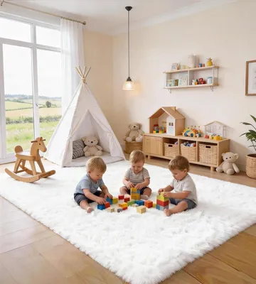 Productafbeelding van Pluizig vloerkleed voor de woonkamer, zacht, 160 x 230 cm, geschikt voor de slaapkamer