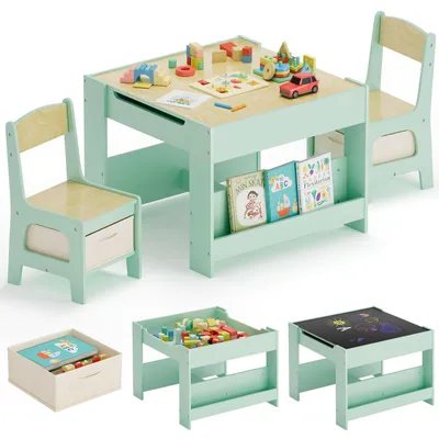 Produktbild von Kindertisch mit 2 Stühlen, multifunktionales Kinderzimmermöbel