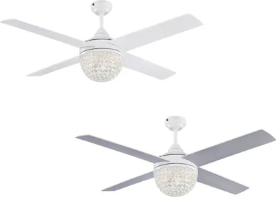 Image de Ventilateur de plafond Kelcie Blanc 132 cm avec éclairage et télécommande