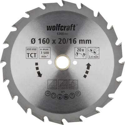 Produktbild von Wolfcraft Kreissägeblatt Ø 160 mm Bohrung Ø 20 mm 20 Zähne