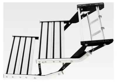 Produktbild von Manuelle 2-stufige Trittstufe für Wohnmobile, einziehbar, Aluminiumlegierung, klappbar, 200 kg Tragkraft