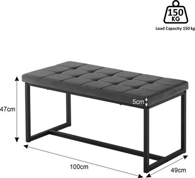 Image de CLIPOP Banc rembourré,pour salle à manger,couloir, 100 cm, Gris