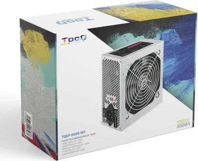 Produktbild von TooQ TQEP-500S-INT, 500 W, 115 - 230 V, Aktiv, Überstrom, Überlastung, Überspannung, Überhitzung, Kurzschluß, Unterspannung, 24-pin ATX, Nicht-modular