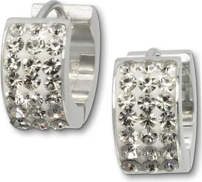 Immagine prodotto di Amello orecchini da donna in acciaio inossidabile con zirconi a cerchio argento bianco D2ESOS01W