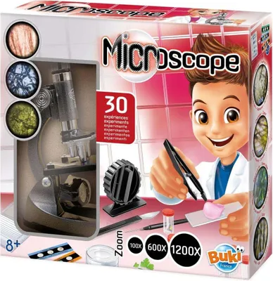 Immagine prodotto di Set di microscopi giocattolo Buki con 30 esperimenti e accessori