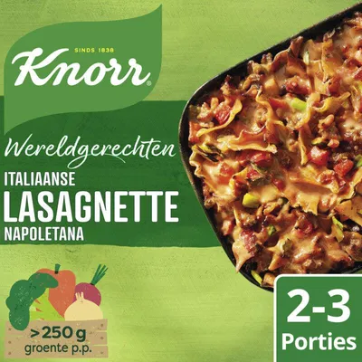 Produktbild von Knorr Wereldgerechten Lasagnette Napoletana, 226 g – Schnelle italienische Mahlzeit