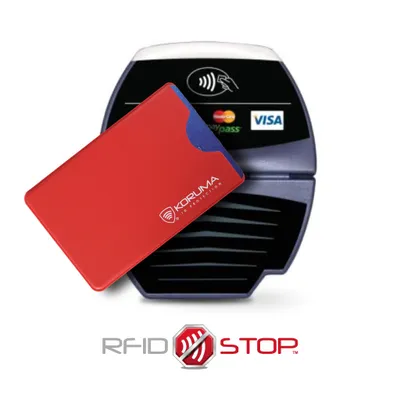 Produktbild von RFID NFC Schutzhülle Blocker EC Kartenhülle Datenschutz Karte Hülle Blocker Rot / KORUMA®