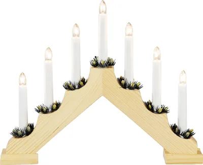 Produktbild von Konstsmide - Holzleuchter, Natur , 7 klare Birnen, 230V, Innen, weißes Kabel ; 2262-100