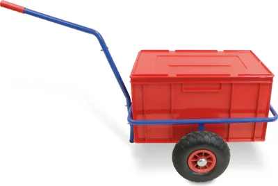Produktbild von Handwagen mit herausnehmbarer Kunststoffkiste 600 x 400 x 320 mm in rot