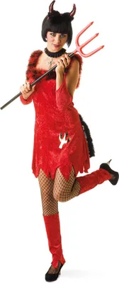 Produktbild von 3-tlg Teufelin Teufel Kleid mit Schwanz Arm & Beinstulpen Rot Gr. 42 Halloween