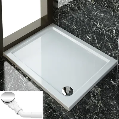 Produktbild von SONNI Quadratische ABS Duschwanne 120x100x4cm mit Ablaufgarnitur rutschfeste Oberfläche