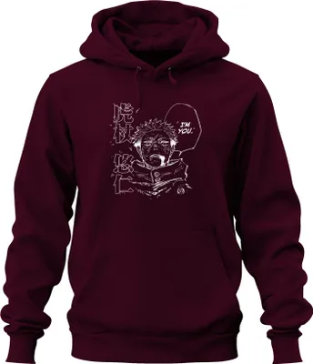 Produktbild von I'M YOU Itadori Yuji Jujutsu Kaisen Manga Schwarz Weiß Geschenk Uni Hoodie Kapuzenpullover, Burgundy, XL
