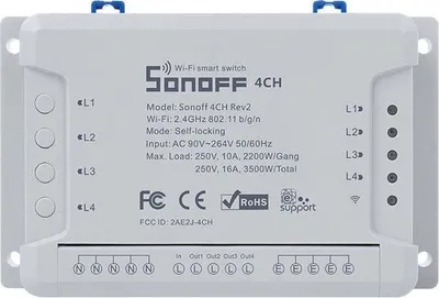 Zdjęcie produktu dla Inteligentny przełącznik WiFi Sonoff 4CH R2, 4-kanałowy