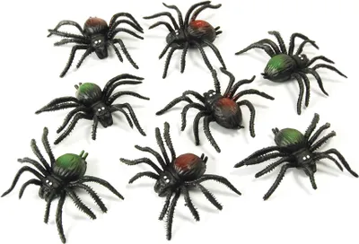 Productafbeelding van Bristol Novelty Decoratieve Spinnen, 8 stuks, model BN1284 (één maat) (zwart/groen/rood)