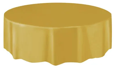 Produktbild von Plastiktischdecke Rund Gold 213 cm - Einheitsgröße