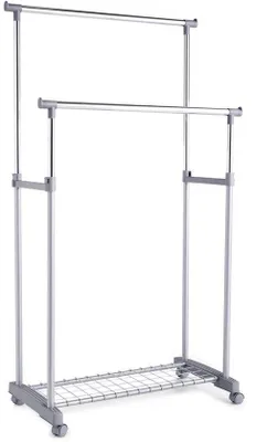 Image de Unyqoos® : Porte-vêtements réglable sur roulettes avec étagère en fil de fer – portant à vêtements mobile, jusqu'à 40 kg, idéal pour les chambres, les buanderies et les dressings