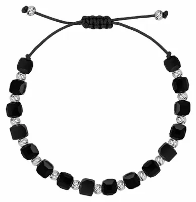 Produktbild von Schwarzes Textilarmband mit Perlen BRC236WBC
