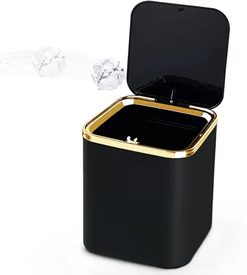 Obrázok produktu pre Stolný odpadkový kôš s viečkom - Mini odpadkový kôš 2L - Protišmykový - Na montáž na stenu - Kompaktný - ABS materiál - 13,3 x 13,3 x 17 cm