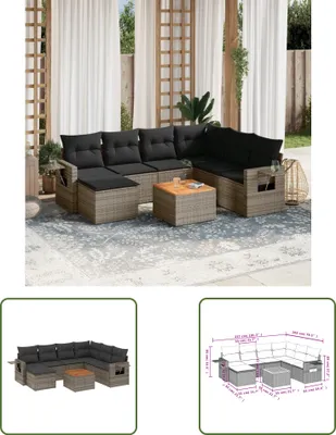 Produktbild von The Living Store 8-tlg. Garten-Sofagarnitur mit Kissen Grau Poly Rattan