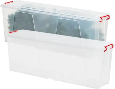 Produktbild von Kreher 2 x XL Weihnachtsbaumbox 110 Liter mit Deckel in Transparent