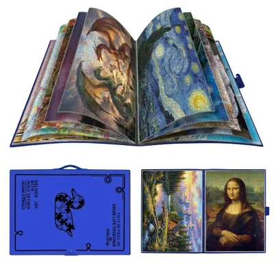 Obrázek produktu pro Organizér na složené puzzle, vyrobený z kvalitního PP plastu, s velkou kapacitou pro 20 puzzle, ergonomický design rukojeti, univerzální použití pro fotografie a časopisy, odolný a šetrný k životnímu prostředí