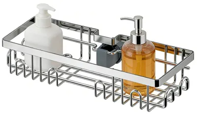 Produktbild von Duschregal ohne Bohren 32 cm Edelstahl mit Haken rostfrei für runde Duschstangen